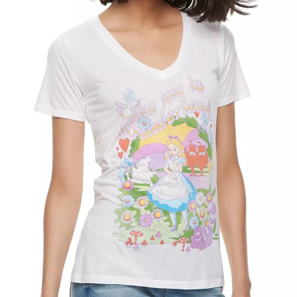 ♛4/$20♛ NWT Disney Alice in Wonderland T-Shirt Graphic Tee White XL